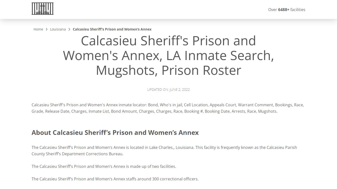 Calcasieu Sheriff's Prison and Women's Annex, LA Inmate ...